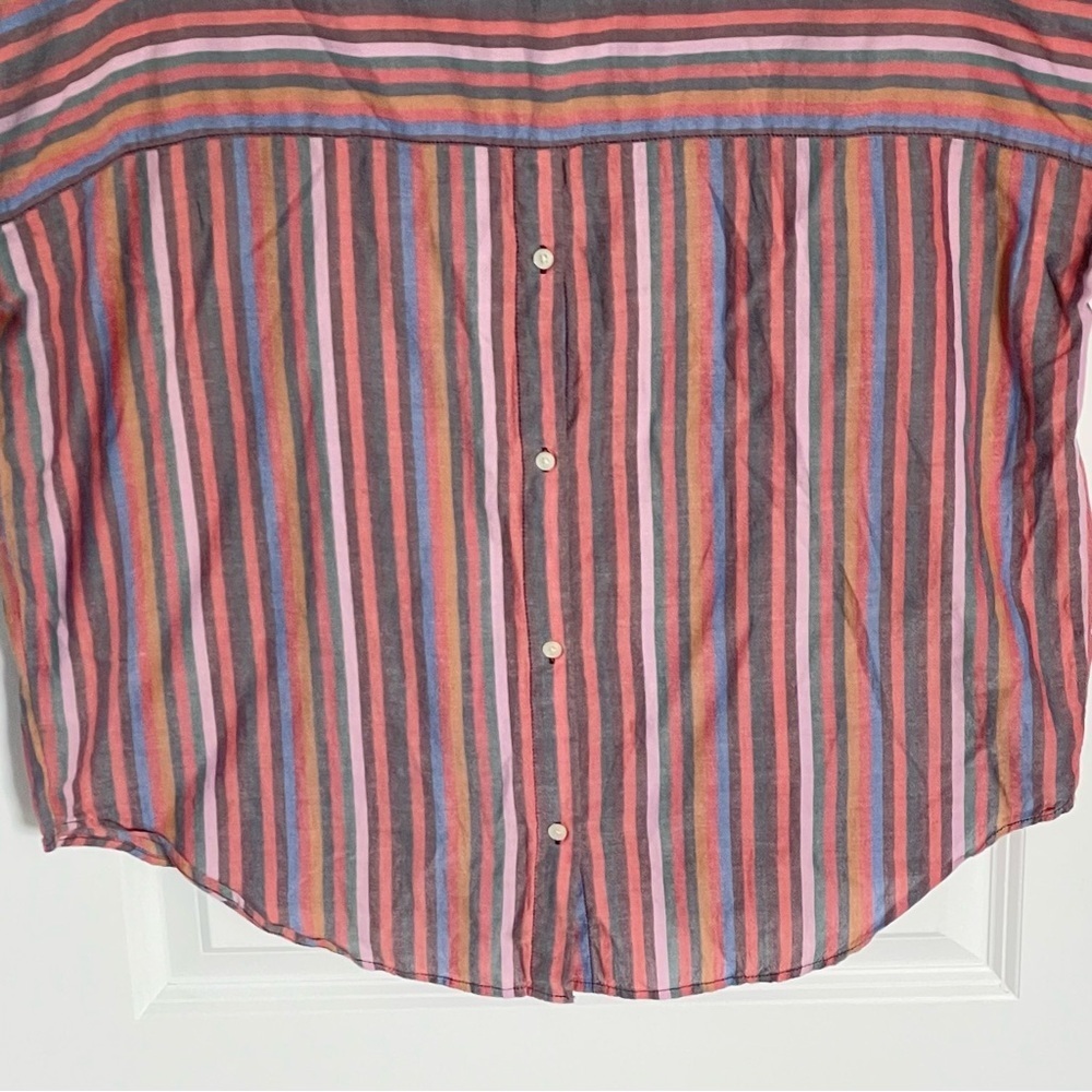 Madewell Courier Rainbow Striped Cotton Button Back Shirt Top - 35837 - Picture 6 of 11